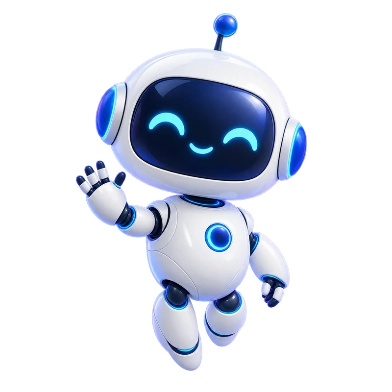 挥手欢迎的轻创 AI 品牌机器人